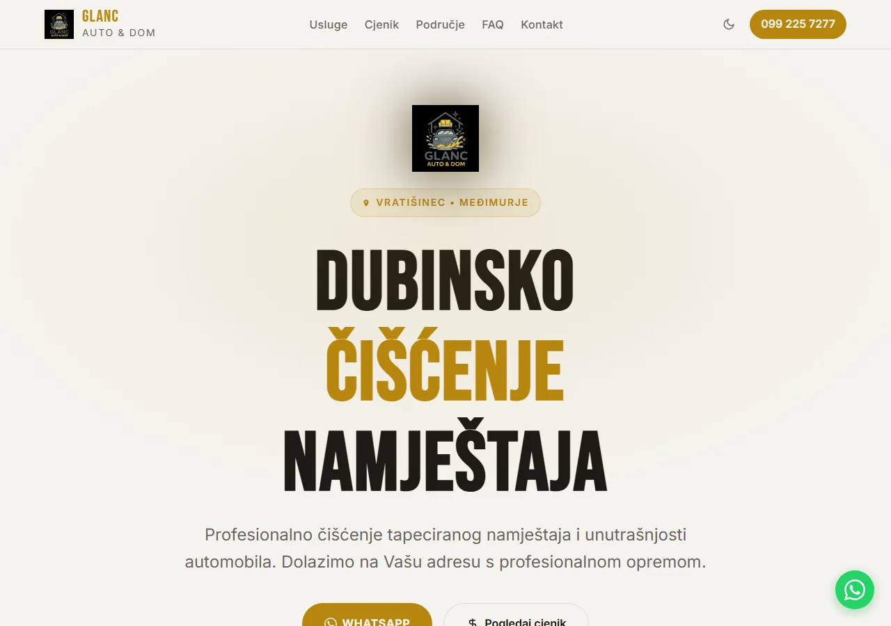GLANC AUTO & DOM — početna stranica